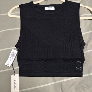 Aritzia Babaton Cropped Black Knit Top